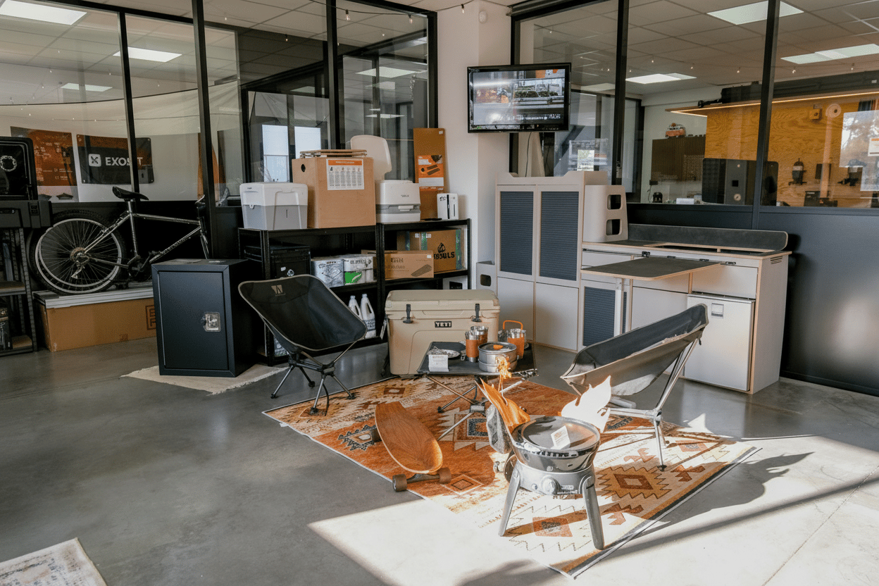 Corner outdoor du showroom Vanlife Market
