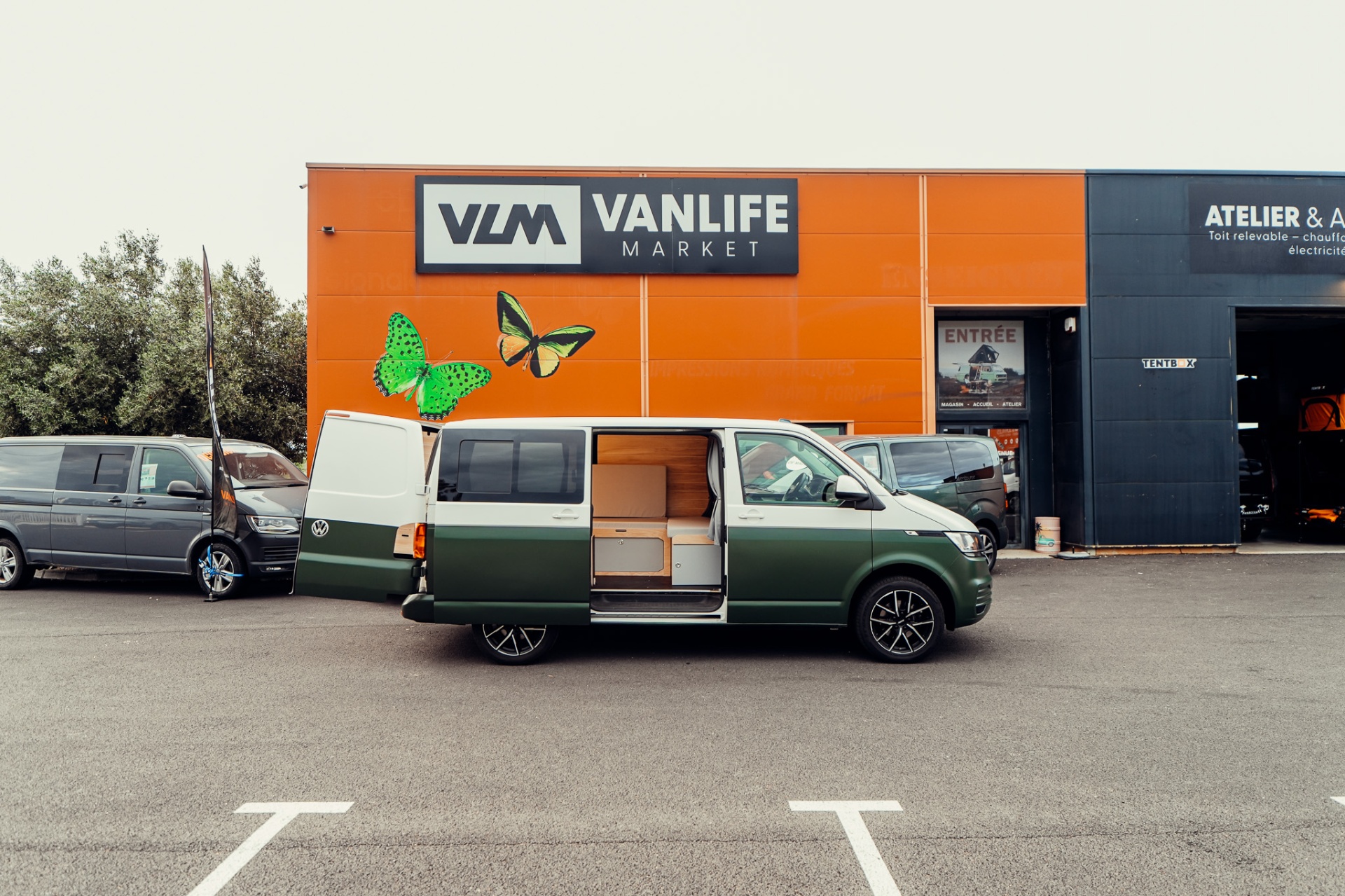 Aménagement Honey vert sur Volkswagen T6