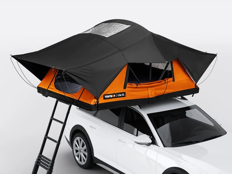 TentBox Lite XL Sunset ouverte sur un autre véhicule
