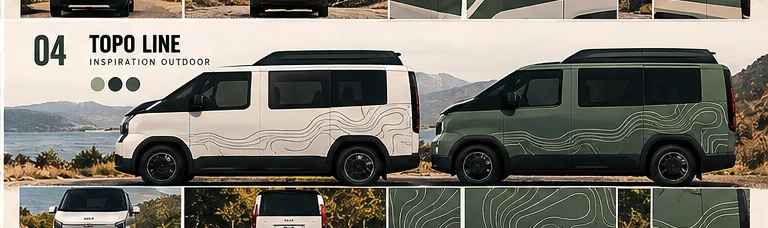 Covering Topo Line sur Kia PV5 — visuel conceptuel