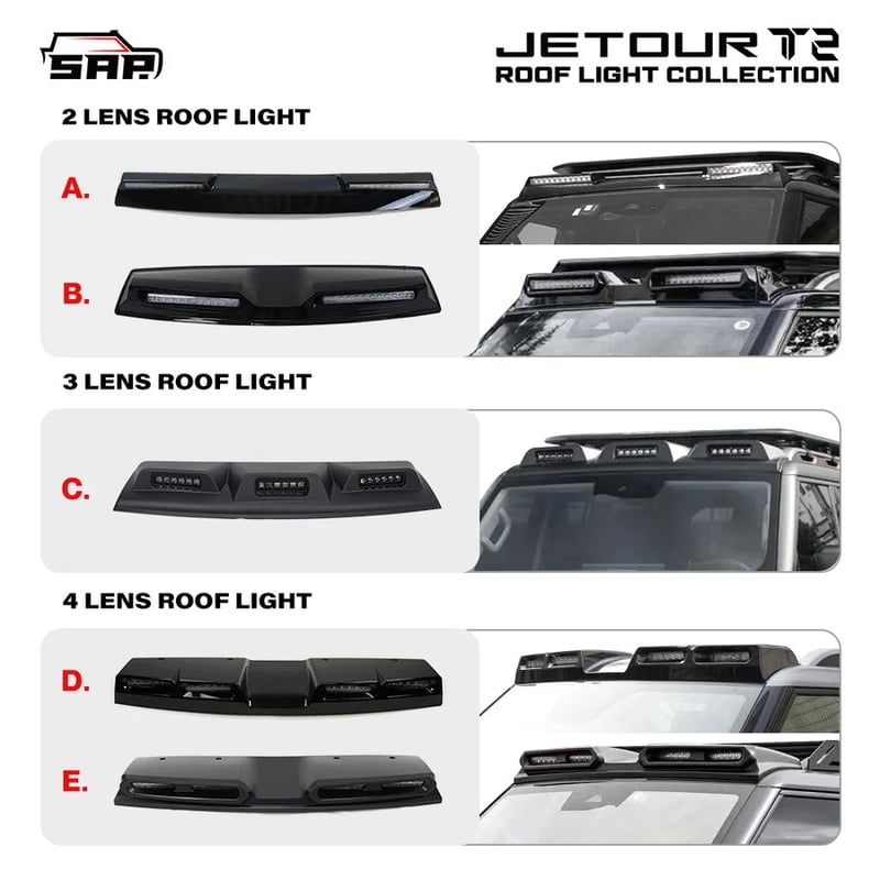 Exemples de modules d'éclairage de toit pour Jetour T2