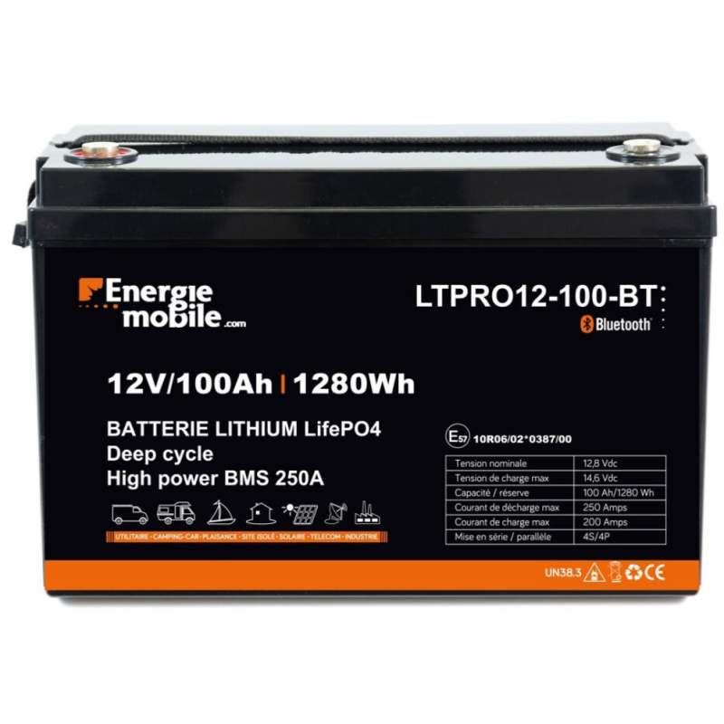 Batterie Lithium Energie Mobile LTPRO-BT 12V – de 60Ah à 300Ah (Bluetooth, BMS intégré)